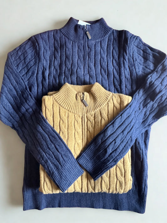 Jersey de punto trenzado | Cuello alto y media cremallera