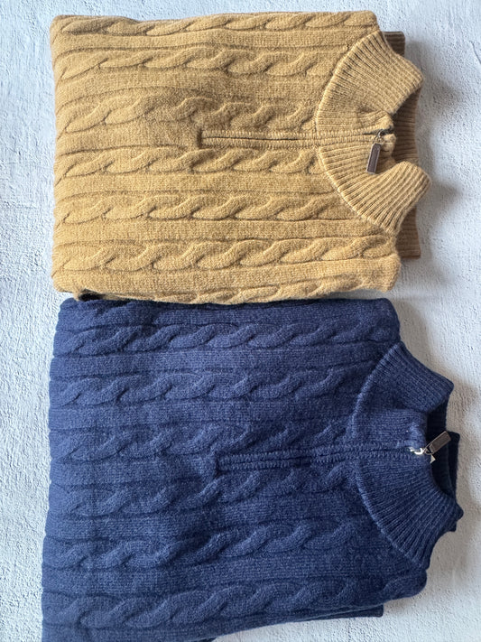 Jersey de punto trenzado | Cuello alto y media cremallera